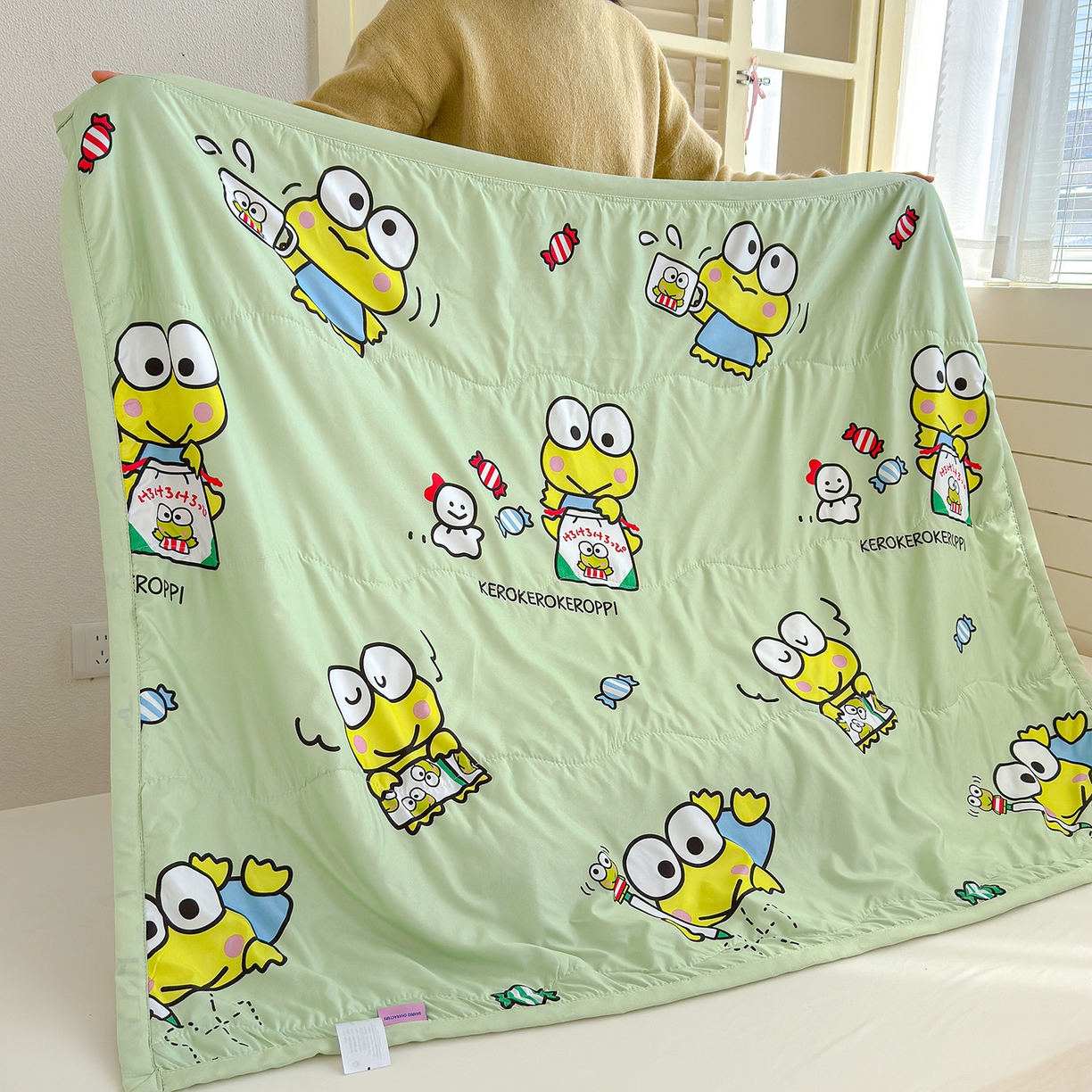 91家纺网 家纺一手货源 找家纺 沁童儿童用品店 2026新款三丽鸥儿童被 绿色青蛙