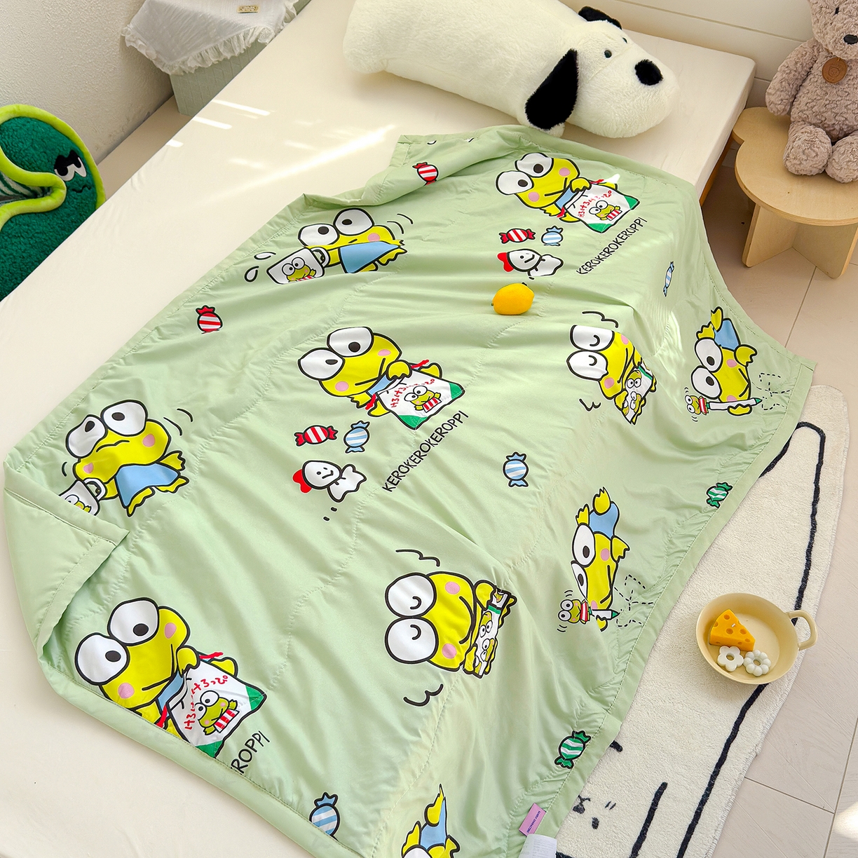 91家纺网 家纺一手货源 找家纺 沁童儿童用品店 2026新款三丽鸥儿童被 绿色青蛙