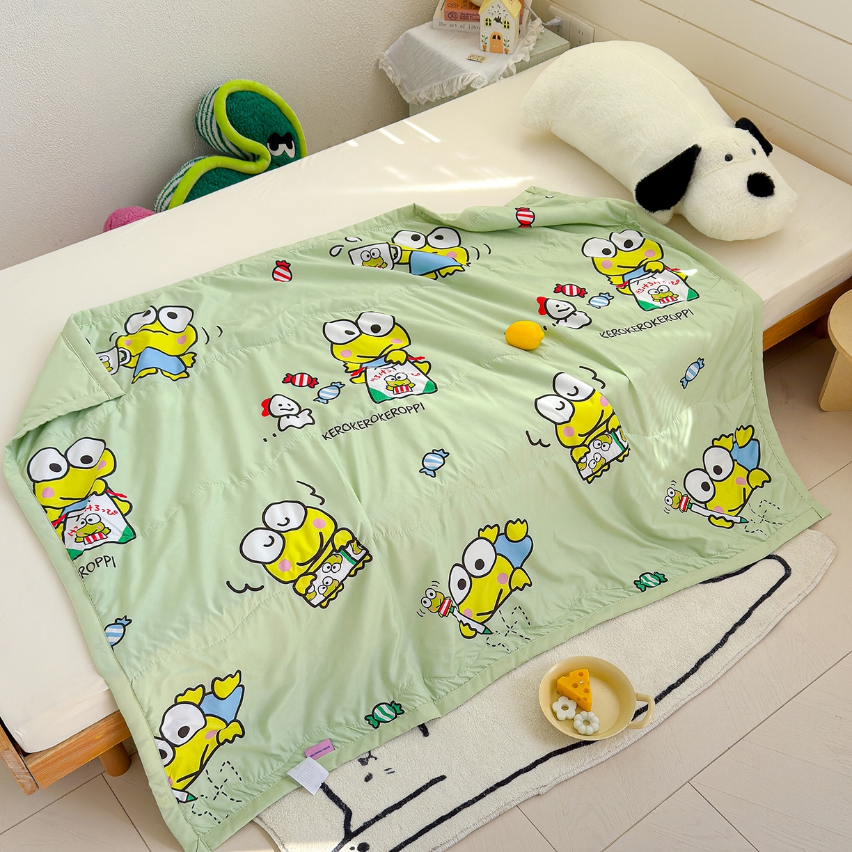 91家纺网 家纺一手货源 找家纺 沁童儿童用品店 2026新款三丽鸥儿童被 绿色青蛙