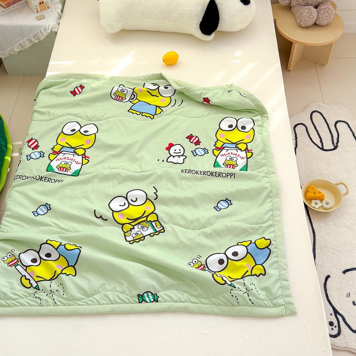 91家纺网 家纺一手货源 找家纺 沁童儿童用品店 2026新款三丽鸥儿童被 绿色青蛙