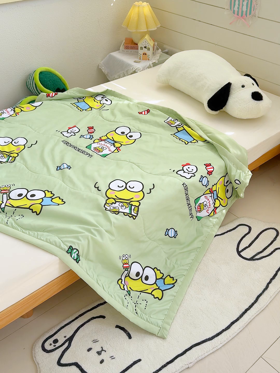 91家纺网 家纺一手货源 找家纺 沁童儿童用品店 2026新款三丽鸥儿童被 绿色青蛙