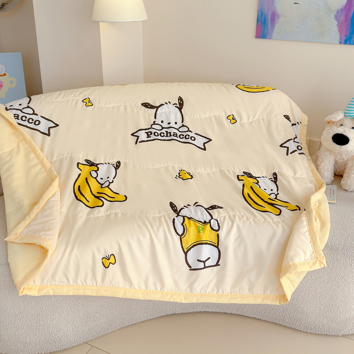 91家纺网 家纺一手货源 找家纺 沁童儿童用品店 2026新款三丽鸥儿童被 香蕉小狗