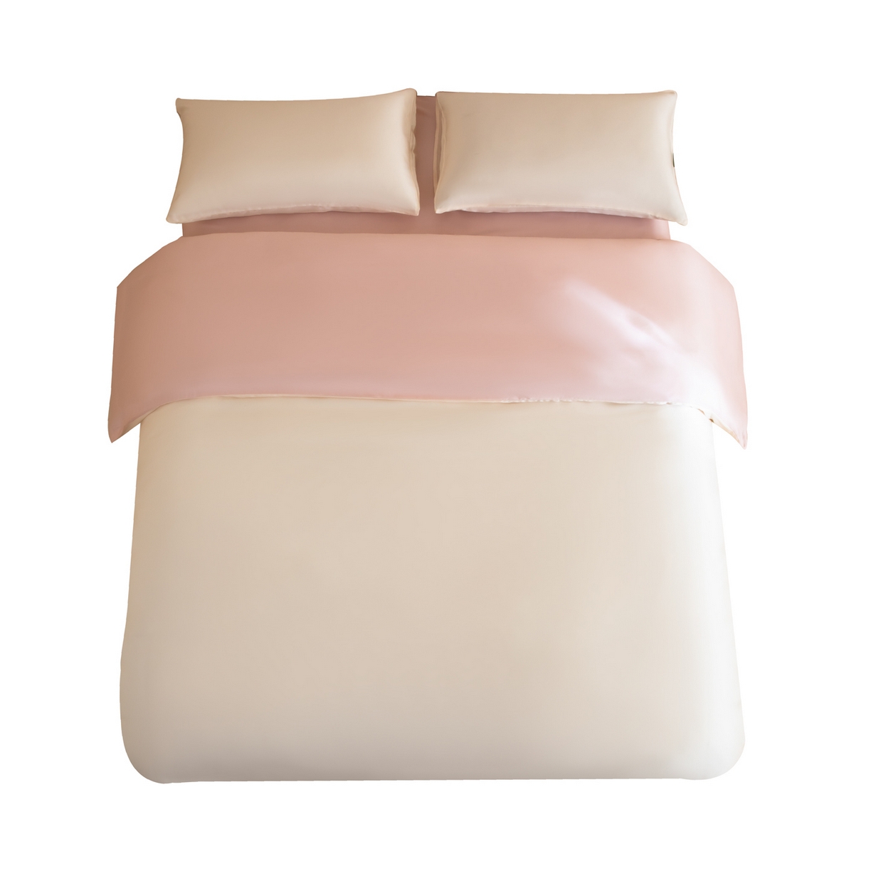 91家纺网 家纺一手货源 找家纺 眠博士 2026新款60S天丝莱赛尔纯色四件套 60S天丝套件-云朵白+粉