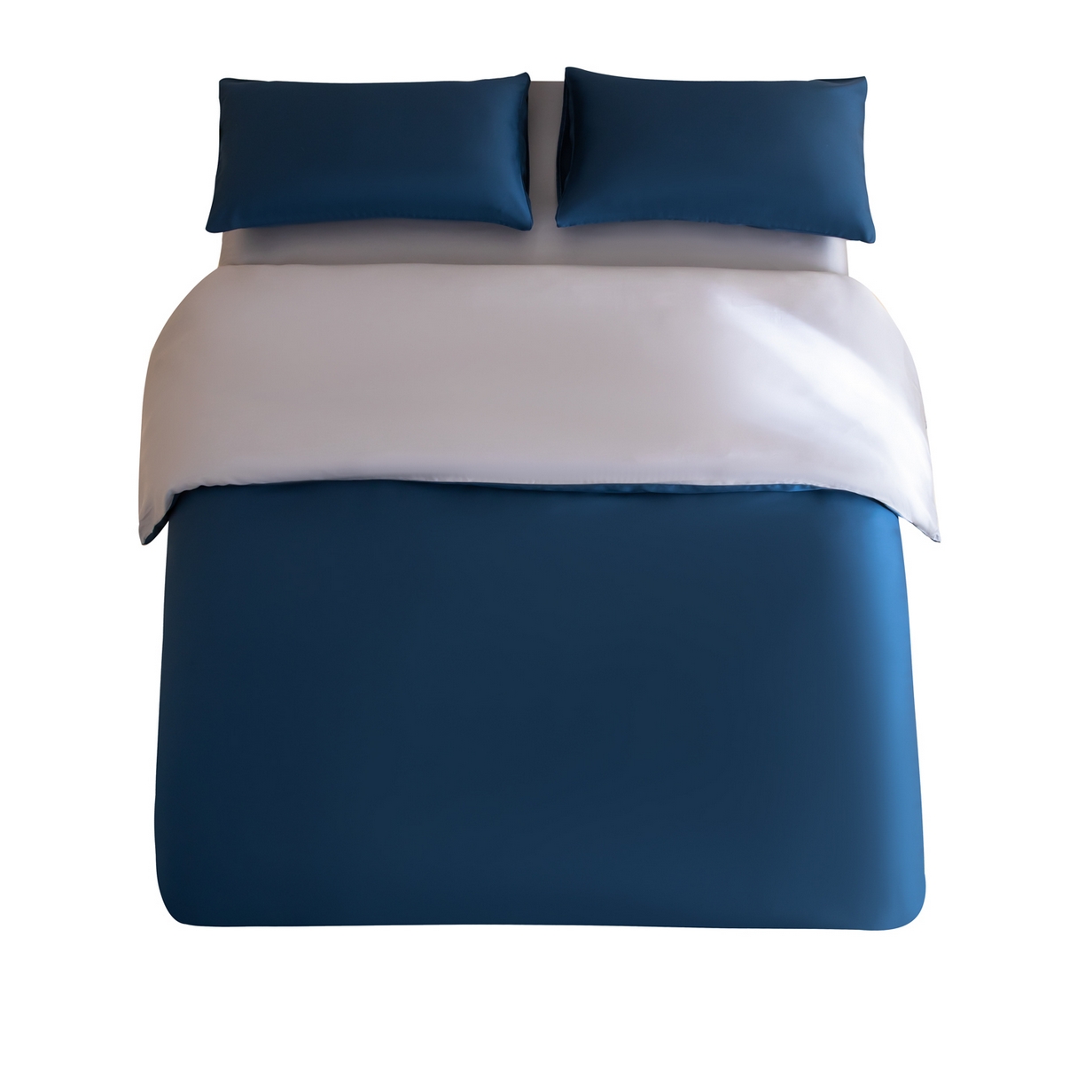 91家纺网 家纺一手货源 找家纺 眠博士 2026新款60S天丝莱赛尔纯色四件套 60S天丝套件-米亚蓝+灰