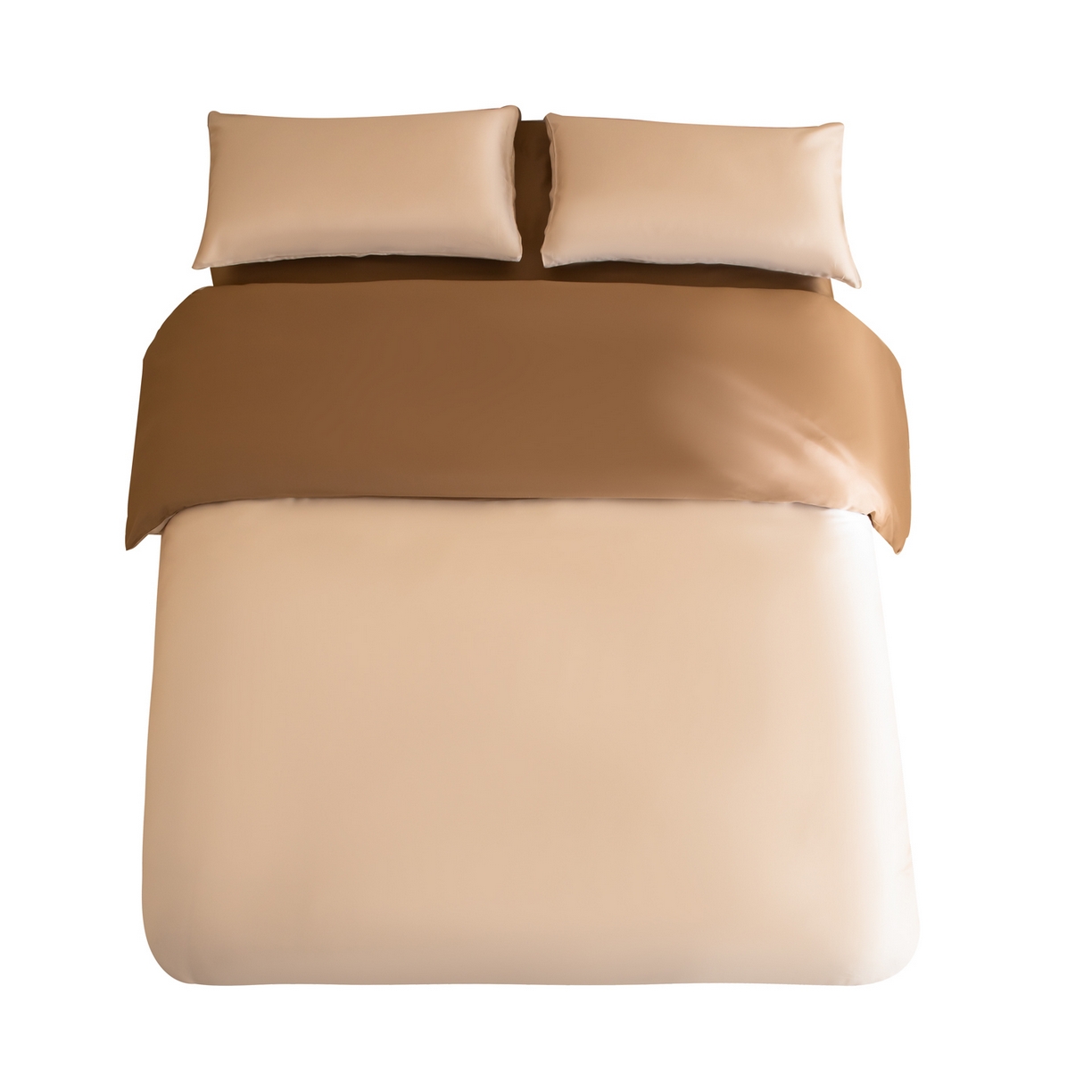 91家纺网 家纺一手货源 找家纺 眠博士 2026新款60S天丝莱赛尔纯色四件套 60S天丝套件-浅茶色+咖