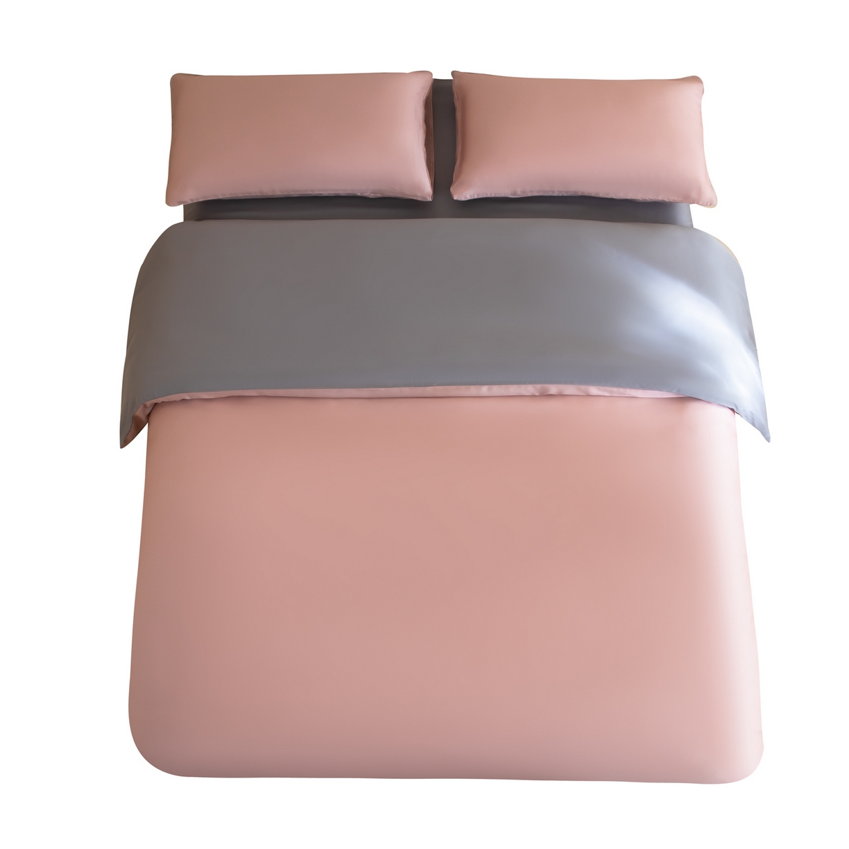 91家纺网 家纺一手货源 找家纺 眠博士 2026新款60S天丝莱赛尔纯色四件套 60S天丝套件-藕粉+灰