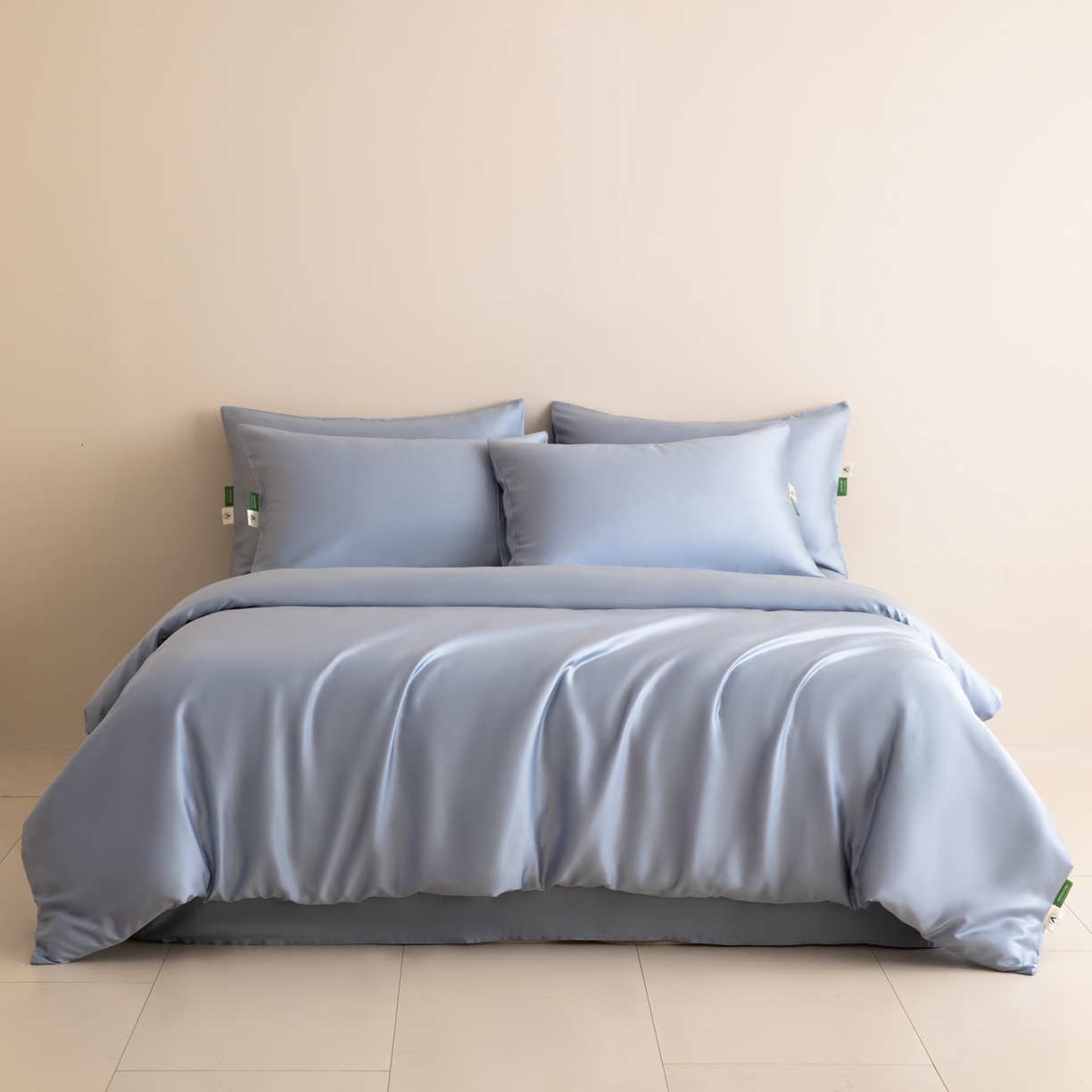 91家纺网 家纺一手货源 找家纺 眠博士 2026新款60S天丝莱赛尔纯色四件套 60S天丝套件-黄昏蓝