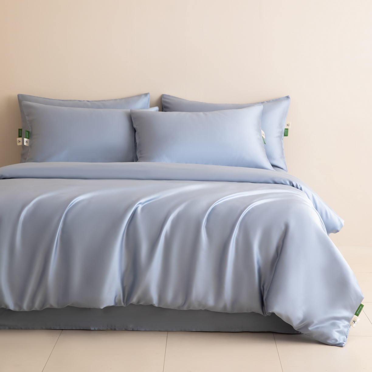 91家纺网 家纺一手货源 找家纺 眠博士 2026新款60S天丝莱赛尔纯色四件套 60S天丝套件-黄昏蓝