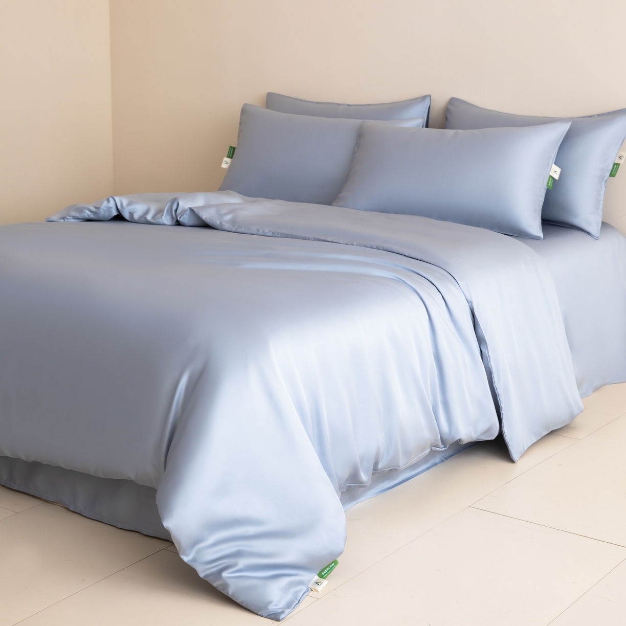 91家纺网 家纺一手货源 找家纺 眠博士 2026新款60S天丝莱赛尔纯色四件套 60S天丝套件-黄昏蓝