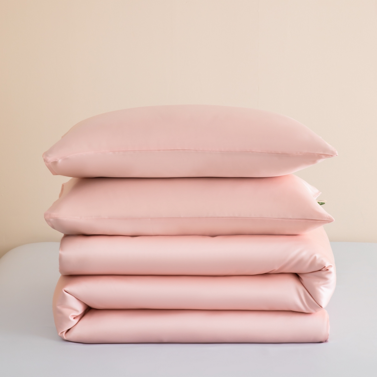 91家纺网 家纺一手货源 找家纺 眠博士 2026新款60S天丝莱赛尔纯色四件套 60S天丝套件-云朵粉+蓝