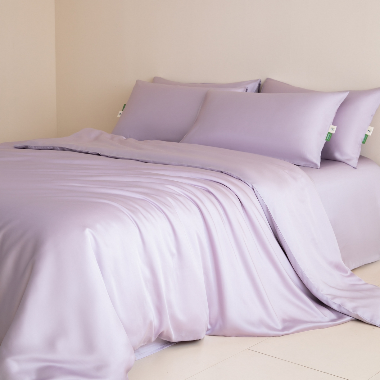 91家纺网 家纺一手货源 找家纺 眠博士 2026新款60S天丝莱赛尔纯色四件套 60S天丝套件-迷香紫