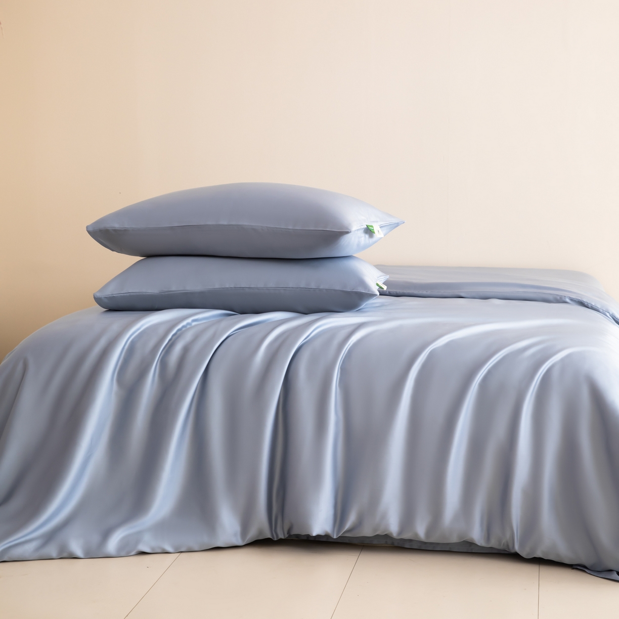 91家纺网 家纺一手货源 找家纺 眠博士 2026新款60S天丝莱赛尔纯色四件套 60S天丝套件-黄昏蓝