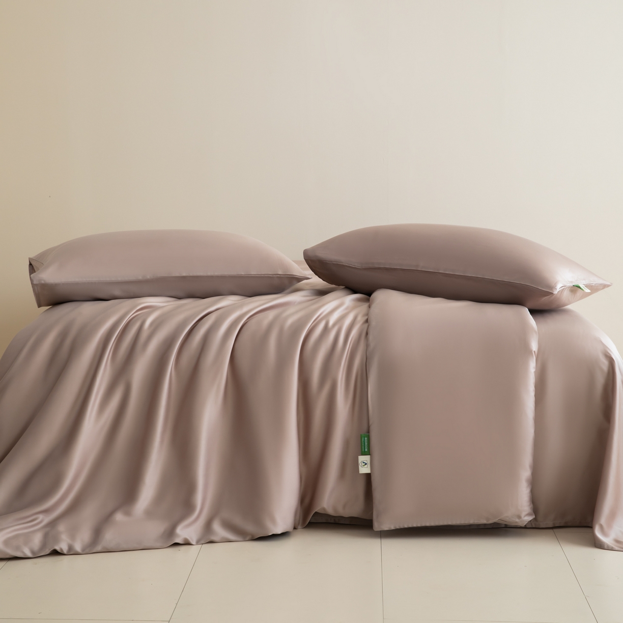 91家纺网 家纺一手货源 找家纺 眠博士 2026新款60S天丝莱赛尔纯色四件套 60S天丝套件-中茶色