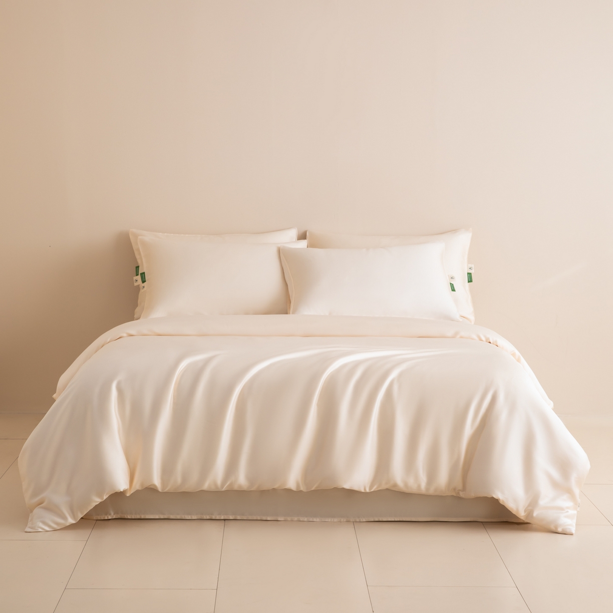 91家纺网 家纺一手货源 找家纺 眠博士 2026新款60S天丝莱赛尔纯色四件套 60S天丝套件-云朵白