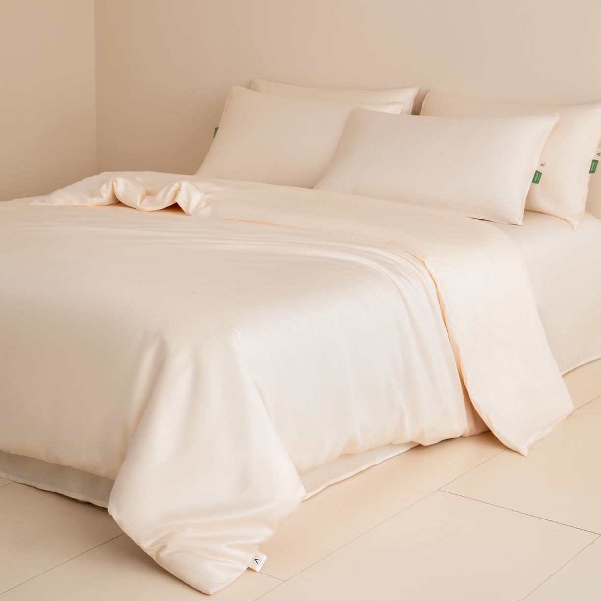 91家纺网 家纺一手货源 找家纺 眠博士 2026新款60S天丝莱赛尔纯色四件套 60S天丝套件-云朵白