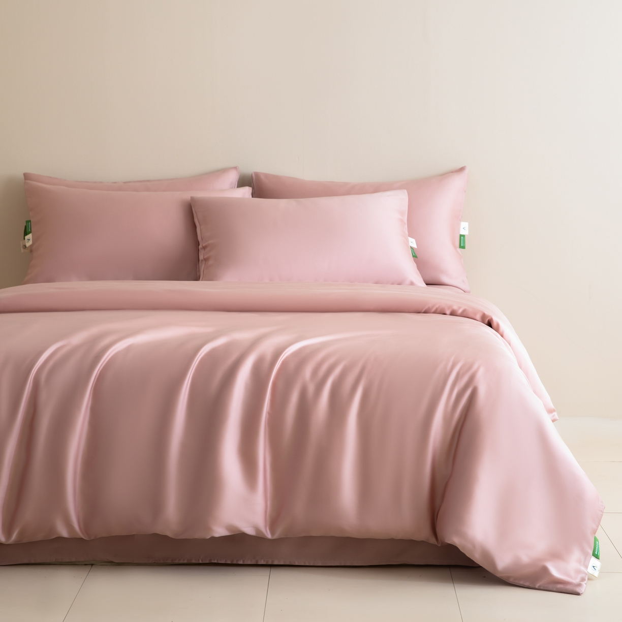 91家纺网 家纺一手货源 找家纺 眠博士 2026新款60S天丝莱赛尔纯色四件套 60S天丝套件-藕粉