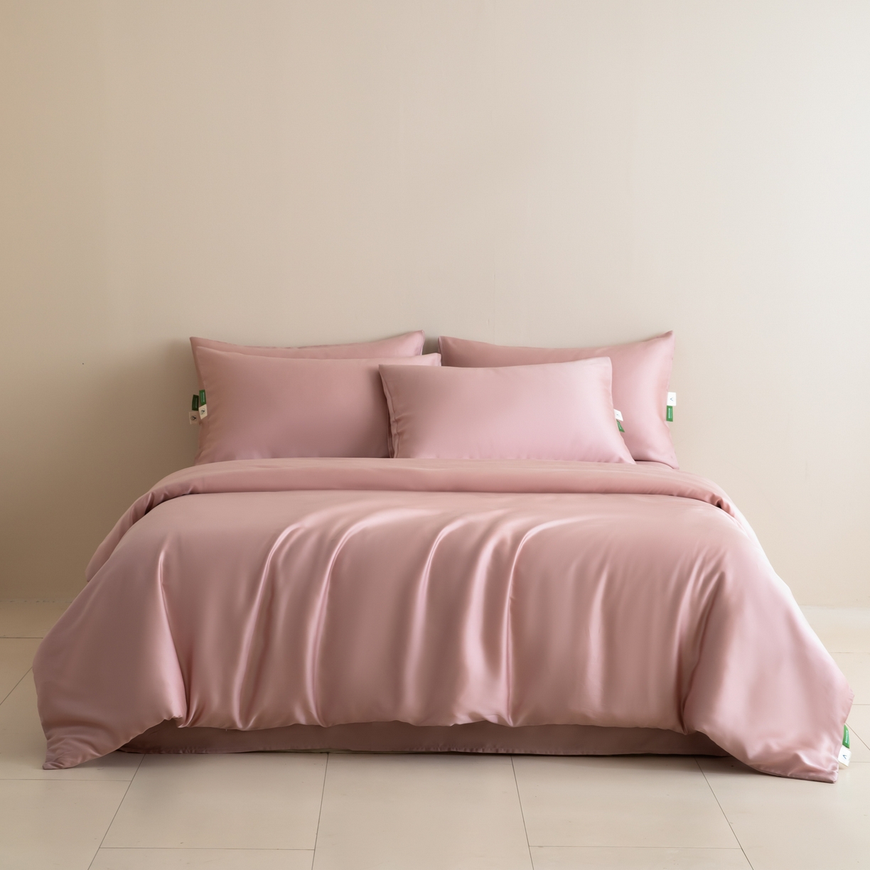 91家纺网 家纺一手货源 找家纺 眠博士 2026新款60S天丝莱赛尔纯色四件套 60S天丝套件-藕粉