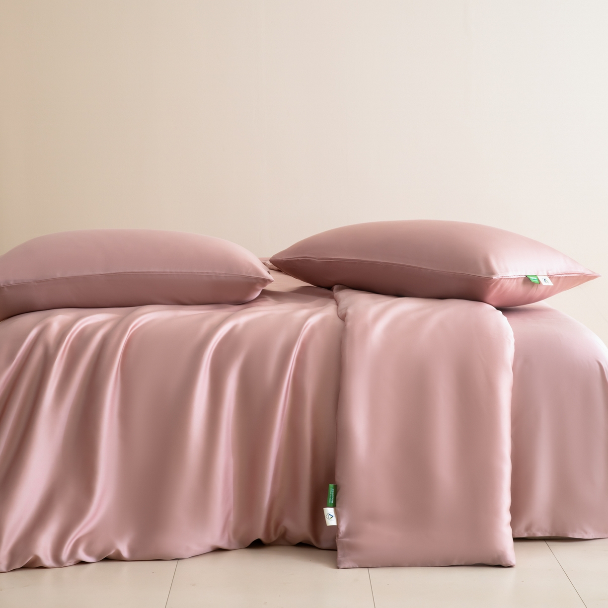 91家纺网 家纺一手货源 找家纺 眠博士 2026新款60S天丝莱赛尔纯色四件套 60S天丝套件-藕粉