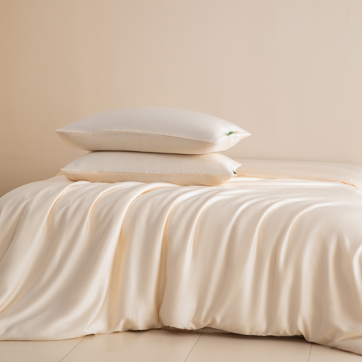 91家纺网 家纺一手货源 找家纺 眠博士 2026新款60S天丝莱赛尔纯色四件套 60S天丝套件-云朵白