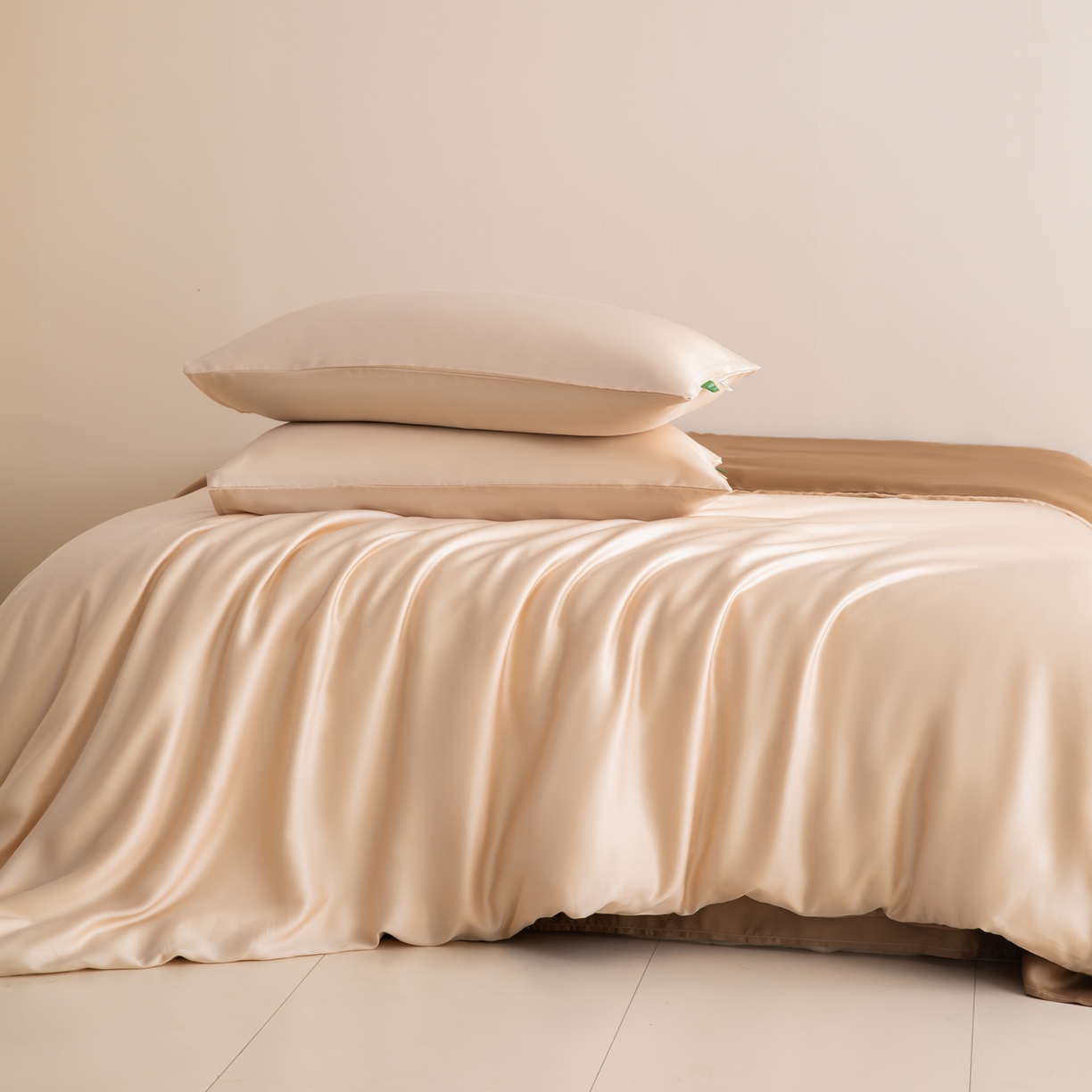 91家纺网 家纺一手货源 找家纺 眠博士 2026新款60S天丝莱赛尔纯色四件套 60S天丝套件-浅茶色+咖