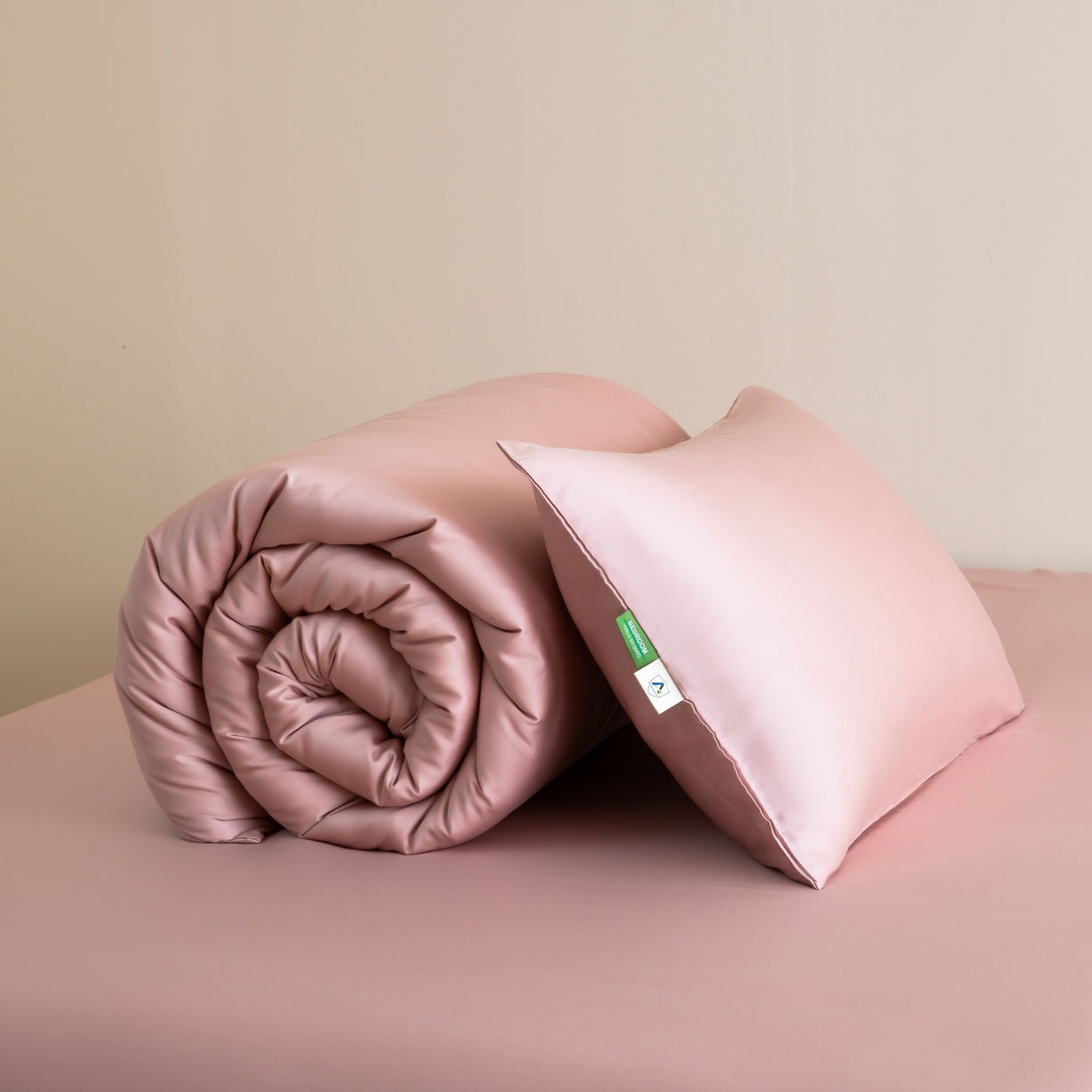 91家纺网 家纺一手货源 找家纺 眠博士 2026新款60S天丝莱赛尔纯色四件套 60S天丝套件-藕粉