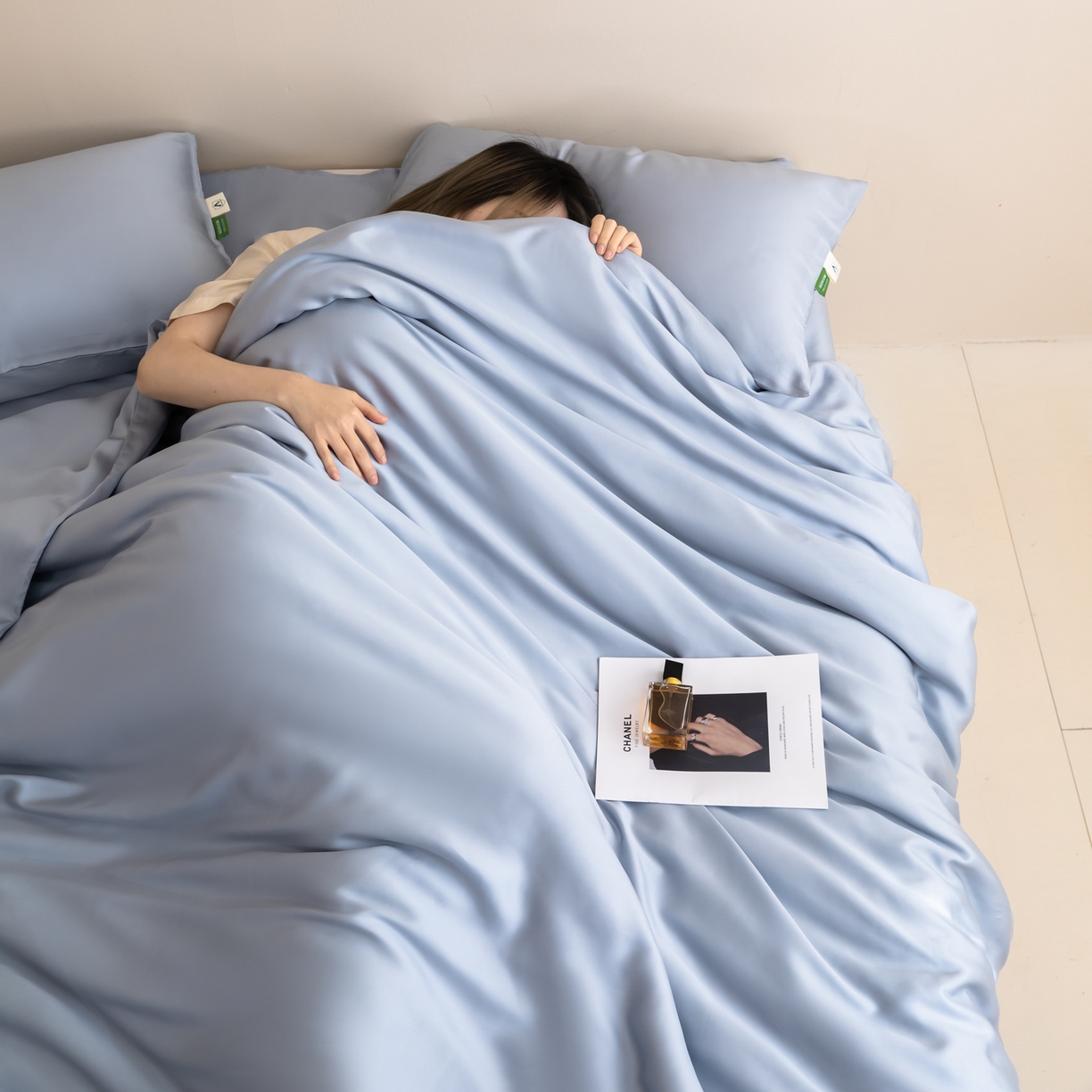 91家纺网 家纺一手货源 找家纺 眠博士 2026新款60S天丝莱赛尔纯色四件套 60S天丝套件-黄昏蓝