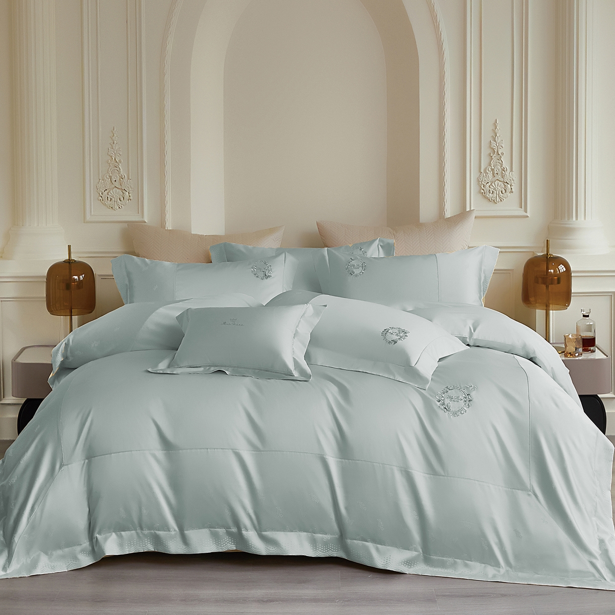 91家纺网 家纺一手货源 找家纺 蒂爵 2026新款高支天丝棉四件套 冰晶兰