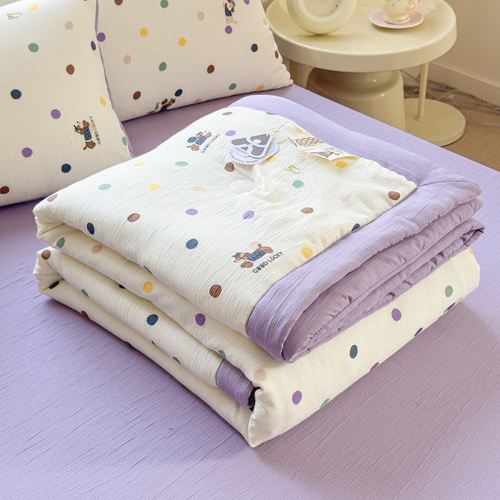 91家纺网 家纺一手货源 找家纺 贝扬思家纺 2026新款三层纱柔软亲肤夏被夏凉被空调被-柔纱 柔纱-糖豆腊肠狗