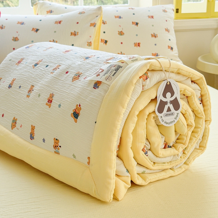 贝扬思家纺 2026新款三层纱柔软亲肤夏被夏凉被空调被-柔纱 柔纱-红茶小熊