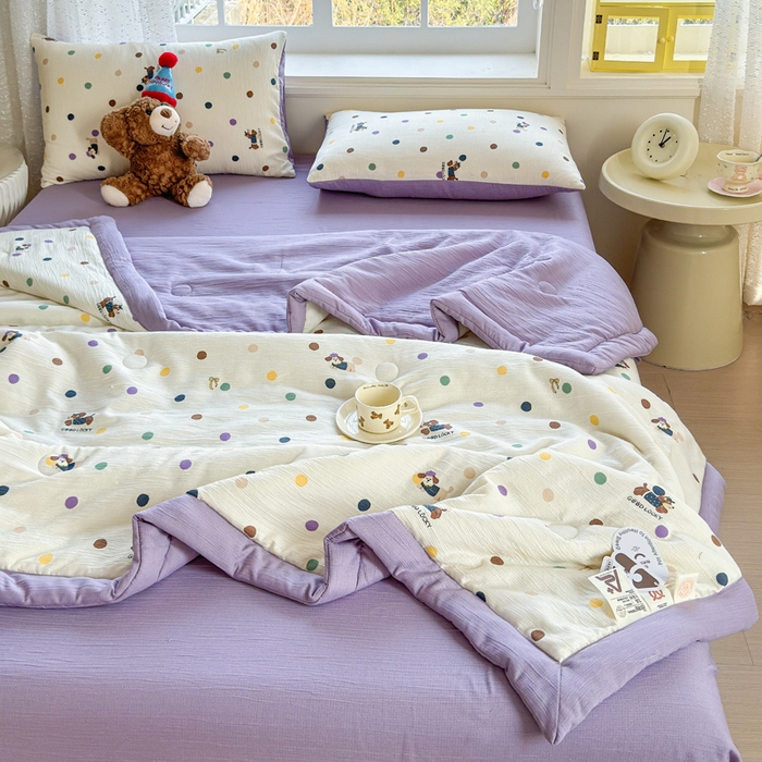 91家纺网 家纺一手货源 找家纺 贝扬思家纺 2026新款三层纱柔软亲肤夏被夏凉被空调被-柔纱 柔纱-糖豆腊肠狗