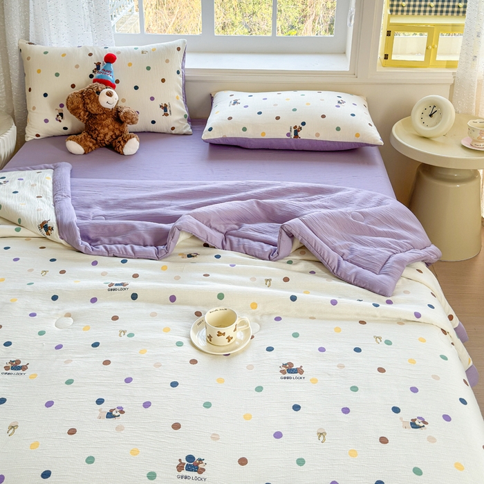 91家纺网 家纺一手货源 找家纺 贝扬思家纺 2026新款三层纱柔软亲肤夏被夏凉被空调被-柔纱 柔纱-糖豆腊肠狗