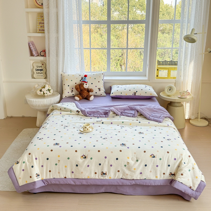 91家纺网 家纺一手货源 找家纺 贝扬思家纺 2026新款三层纱柔软亲肤夏被夏凉被空调被-柔纱 柔纱-糖豆腊肠狗