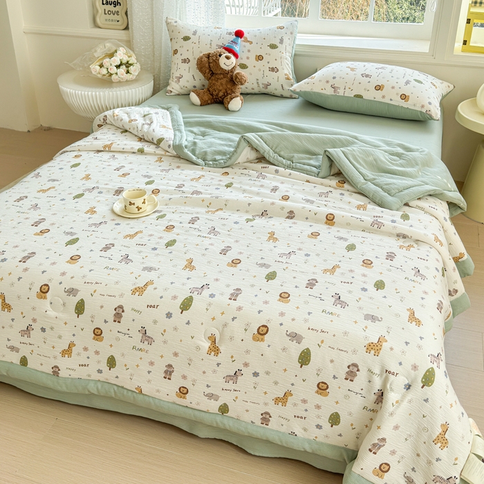 91家纺网 家纺一手货源 找家纺 贝扬思家纺 2026新款三层纱柔软亲肤夏被夏凉被空调被-柔纱 柔纱-动物团团