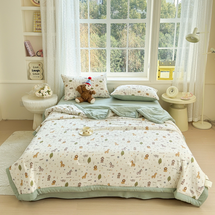 91家纺网 家纺一手货源 找家纺 贝扬思家纺 2026新款三层纱柔软亲肤夏被夏凉被空调被-柔纱 柔纱-动物团团