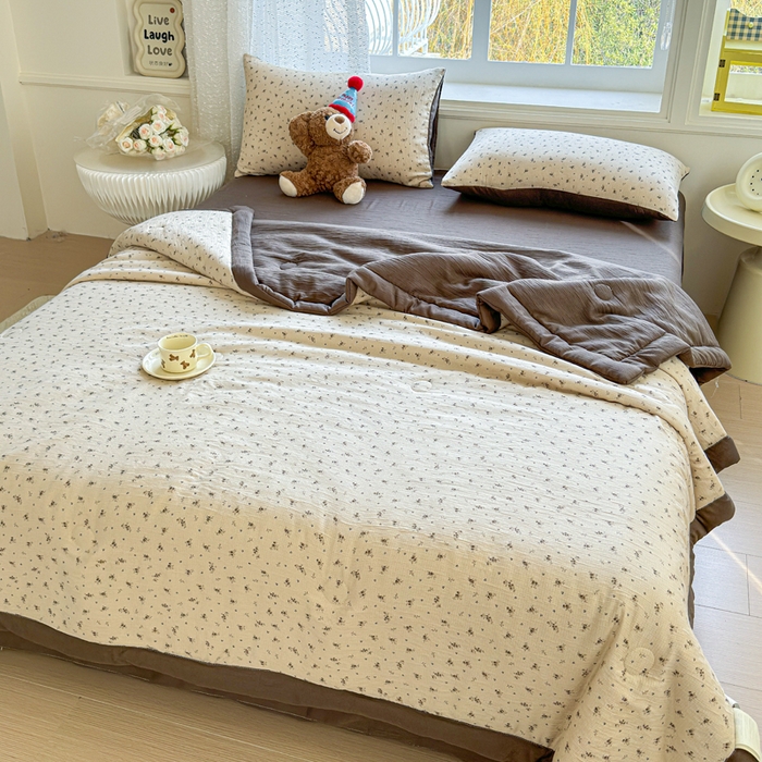 91家纺网 家纺一手货源 找家纺 贝扬思家纺 2026新款三层纱柔软亲肤夏被夏凉被空调被-柔纱 柔纱-莫奈-咖