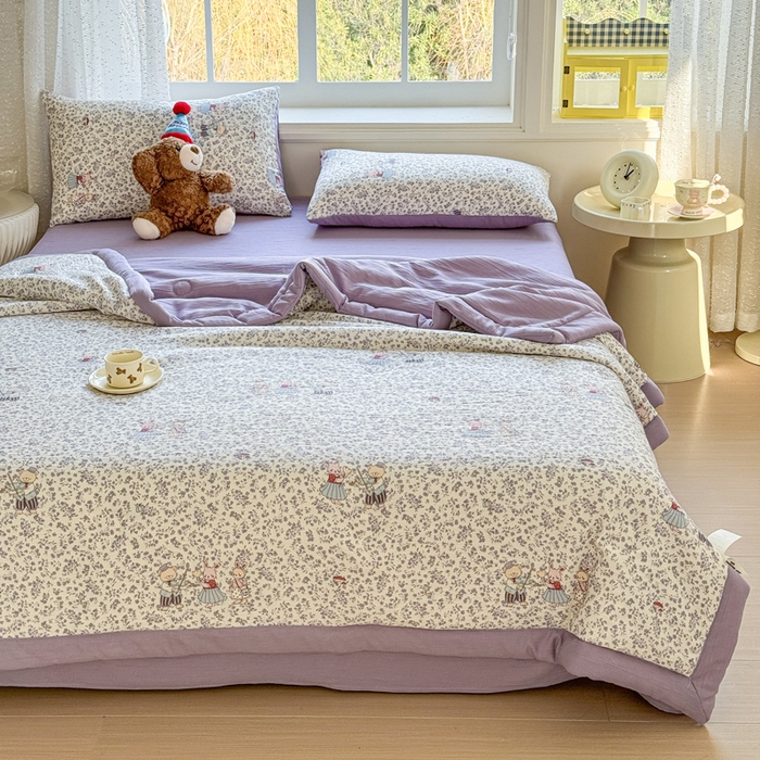 91家纺网 家纺一手货源 找家纺 贝扬思家纺 2026新款三层纱柔软亲肤夏被夏凉被空调被-柔纱 柔纱-圆舞曲