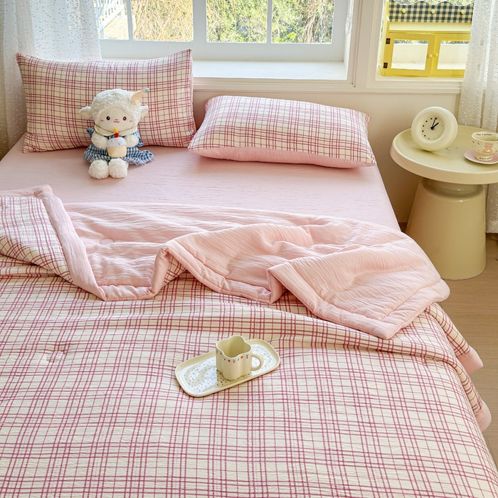 91家纺网 家纺一手货源 找家纺 贝扬思家纺 2026新款三层纱柔软亲肤夏被夏凉被空调被-柔纱 柔纱-梅森粉