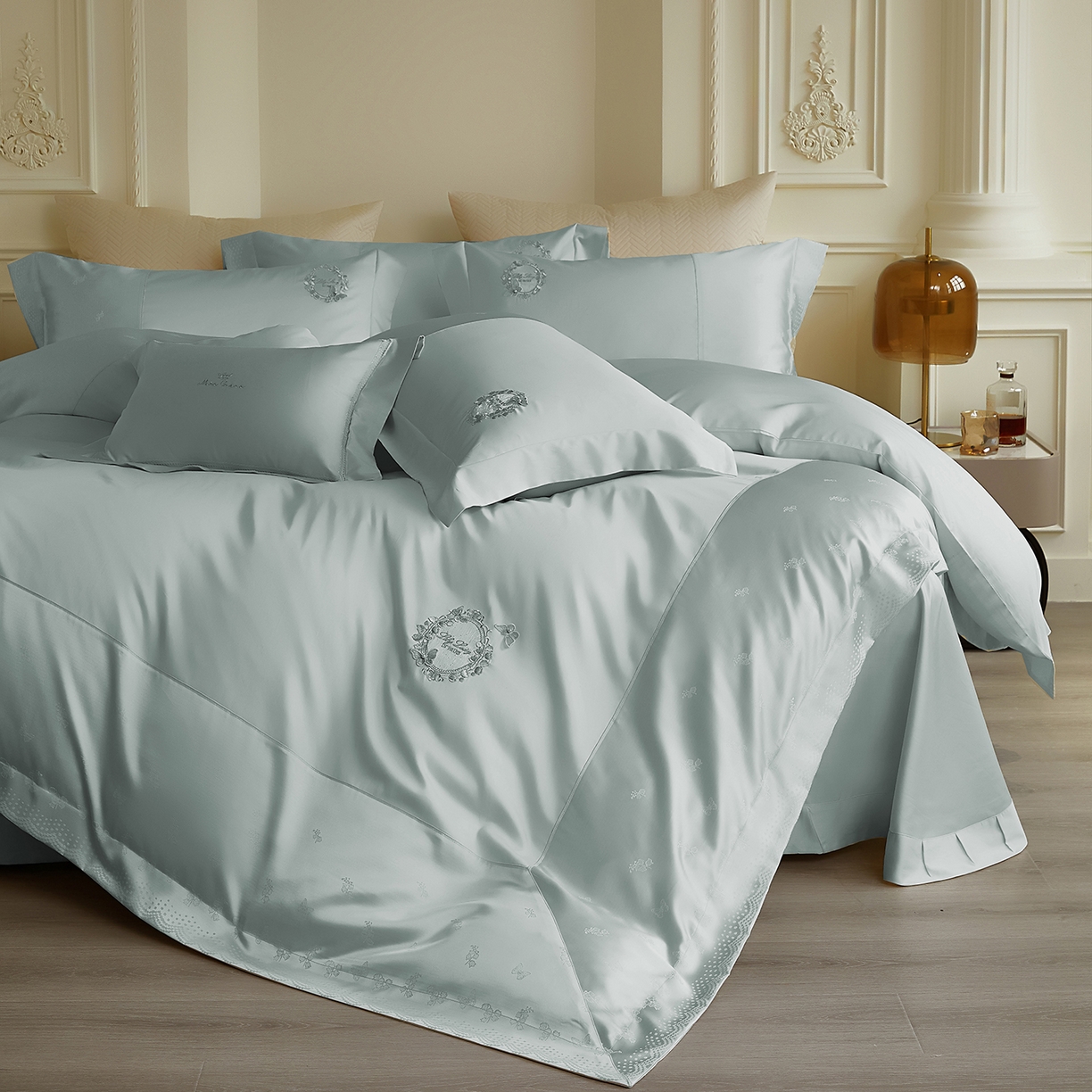 91家纺网 家纺一手货源 找家纺 蒂爵 2026新款高支天丝棉四件套 冰晶兰