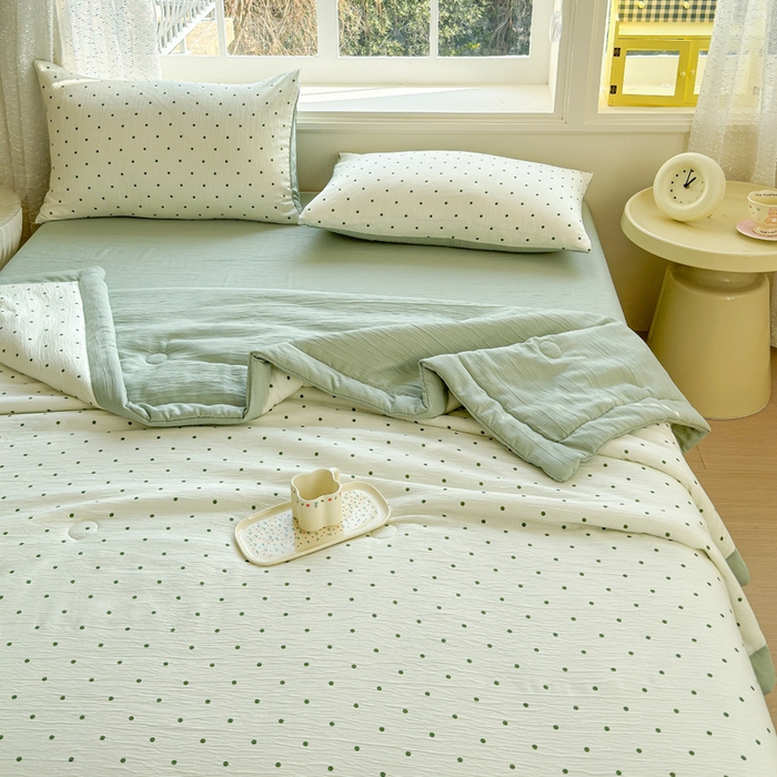 91家纺网 家纺一手货源 找家纺 贝扬思家纺 2026新款三层纱柔软亲肤夏被夏凉被空调被-柔纱 柔纱-小绿豆