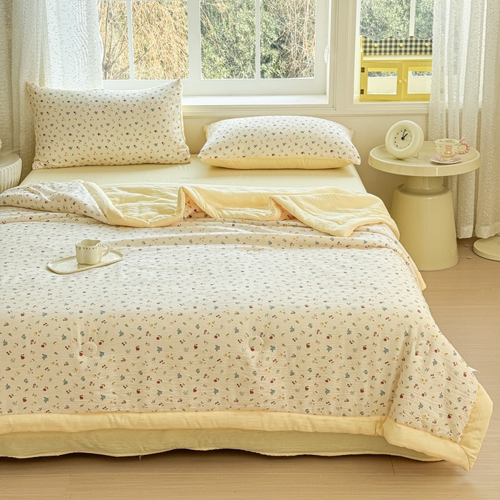 91家纺网 家纺一手货源 找家纺 贝扬思家纺 2026新款三层纱柔软亲肤夏被夏凉被空调被-柔纱 柔纱-小花点点