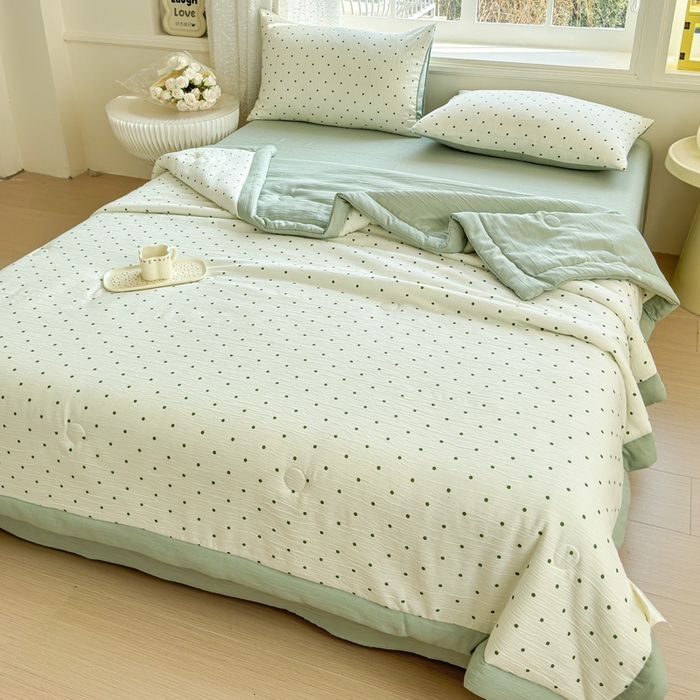 91家纺网 家纺一手货源 找家纺 贝扬思家纺 2026新款三层纱柔软亲肤夏被夏凉被空调被-柔纱 柔纱-小绿豆