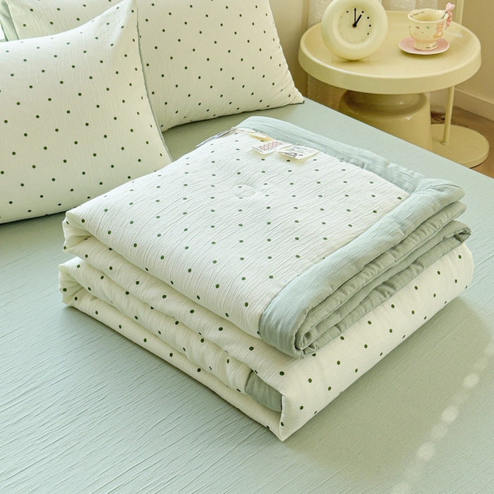 91家纺网 家纺一手货源 找家纺 贝扬思家纺 2026新款三层纱柔软亲肤夏被夏凉被空调被-柔纱 柔纱-小绿豆