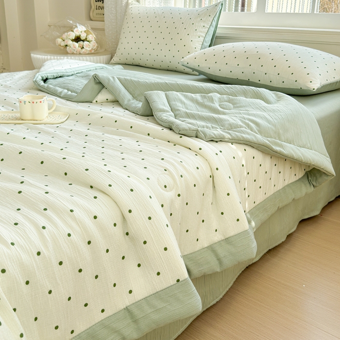 91家纺网 家纺一手货源 找家纺 贝扬思家纺 2026新款三层纱柔软亲肤夏被夏凉被空调被-柔纱 柔纱-小绿豆