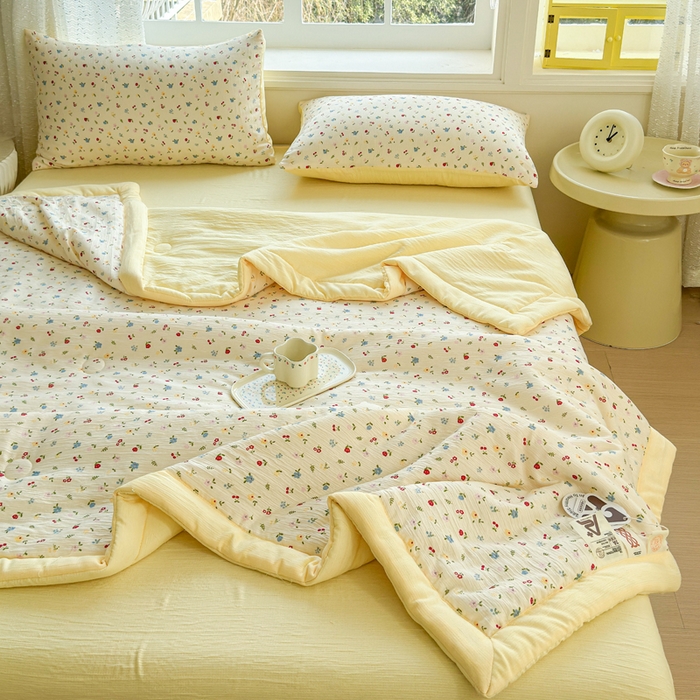 91家纺网 家纺一手货源 找家纺 贝扬思家纺 2026新款三层纱柔软亲肤夏被夏凉被空调被-柔纱 柔纱-小花点点