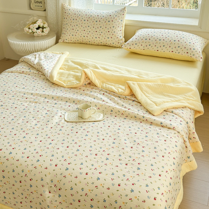 91家纺网 家纺一手货源 找家纺 贝扬思家纺 2026新款三层纱柔软亲肤夏被夏凉被空调被-柔纱 柔纱-小花点点