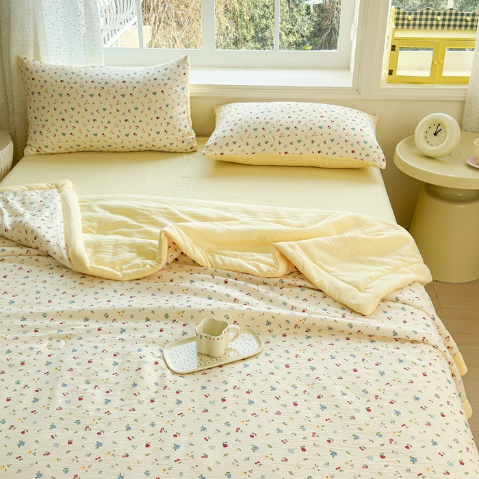 91家纺网 家纺一手货源 找家纺 贝扬思家纺 2026新款三层纱柔软亲肤夏被夏凉被空调被-柔纱 柔纱-小花点点