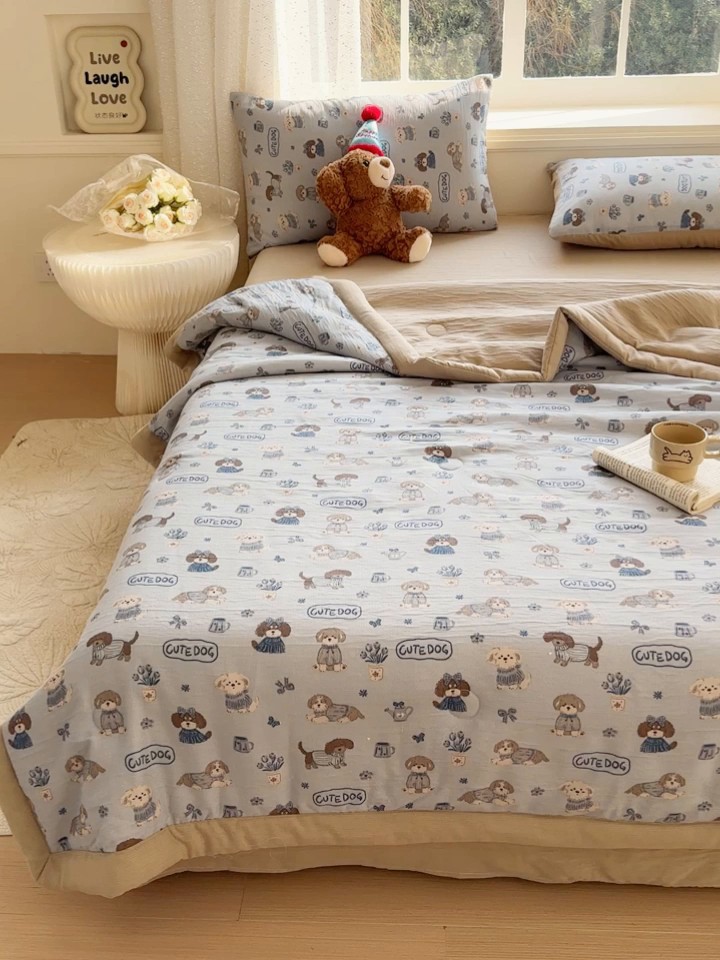 91家纺网 家纺一手货源 找家纺 贝扬思家纺 2026新款三层纱柔软亲肤夏被夏凉被空调被-柔纱 柔纱-复古修勾