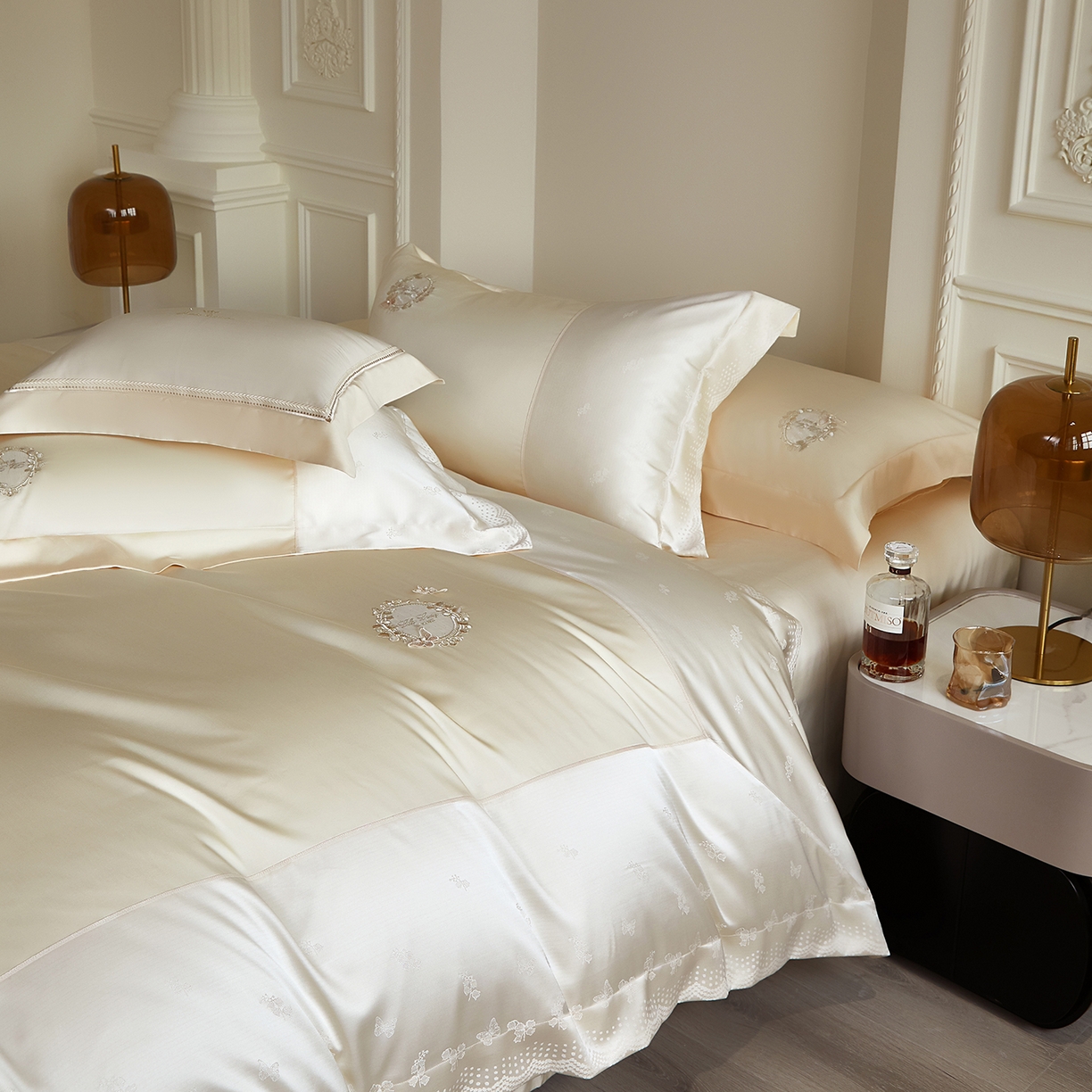 91家纺网 家纺一手货源 找家纺 蒂爵 2026新款高支天丝棉四件套 香槟