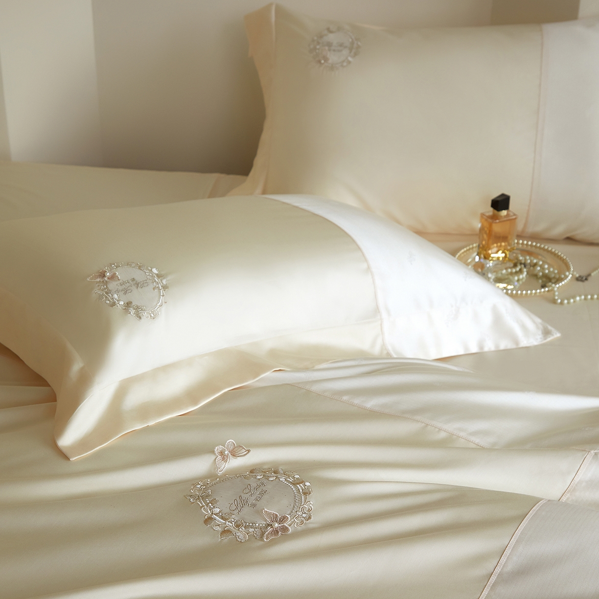 91家纺网 家纺一手货源 找家纺 蒂爵 2026新款高支天丝棉四件套 香槟