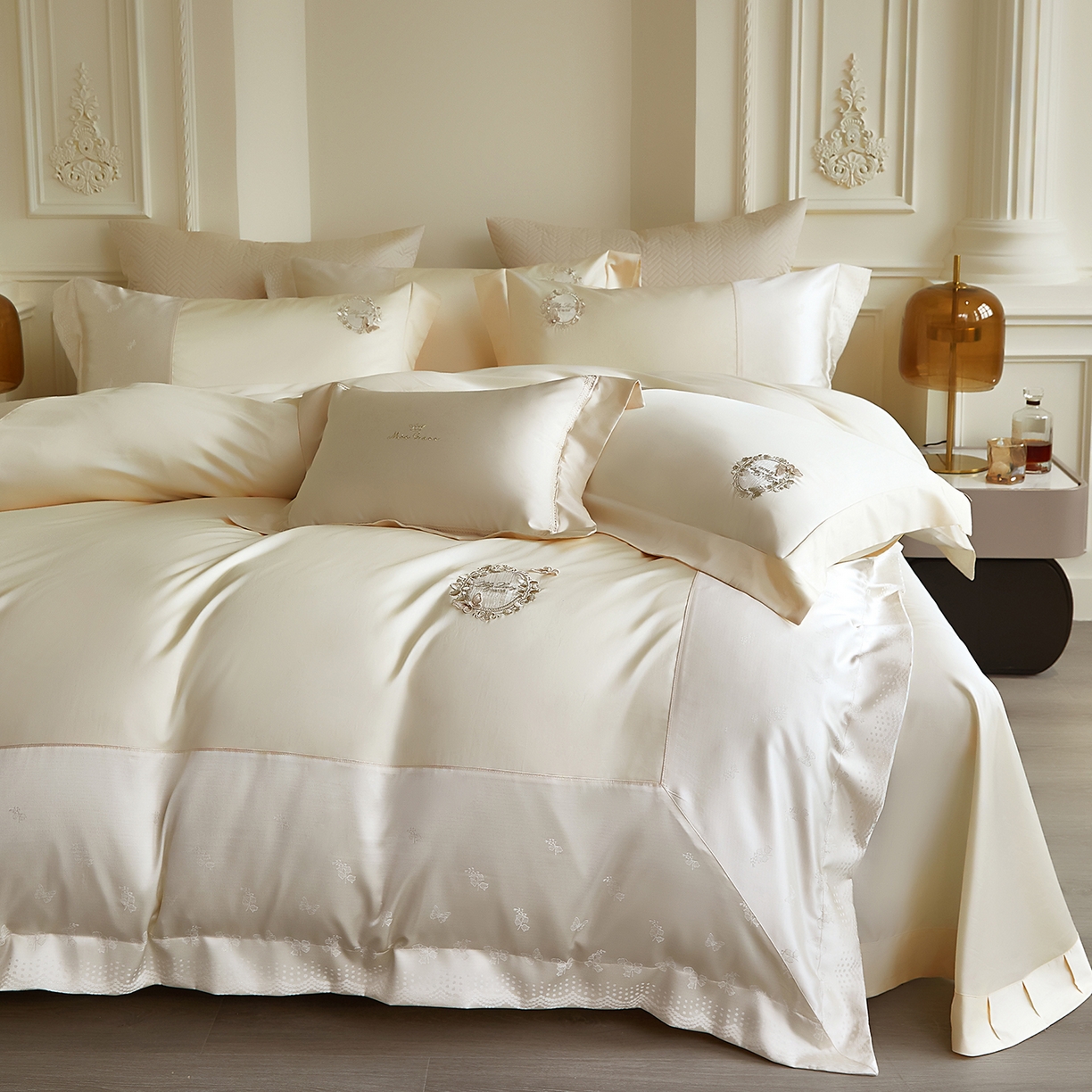 91家纺网 家纺一手货源 找家纺 蒂爵 2026新款高支天丝棉四件套 香槟